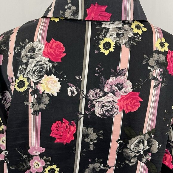 Victoria's Secret Women's Floral Satin Pj Pajama Set Shirt Pants Sz Medium Black - Picture 8 of 15
